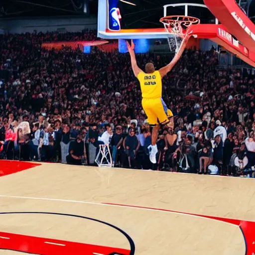 Image similar to photograph of joe biden dunking, highlights of the 2 0 1 9 nba slam dunking contest