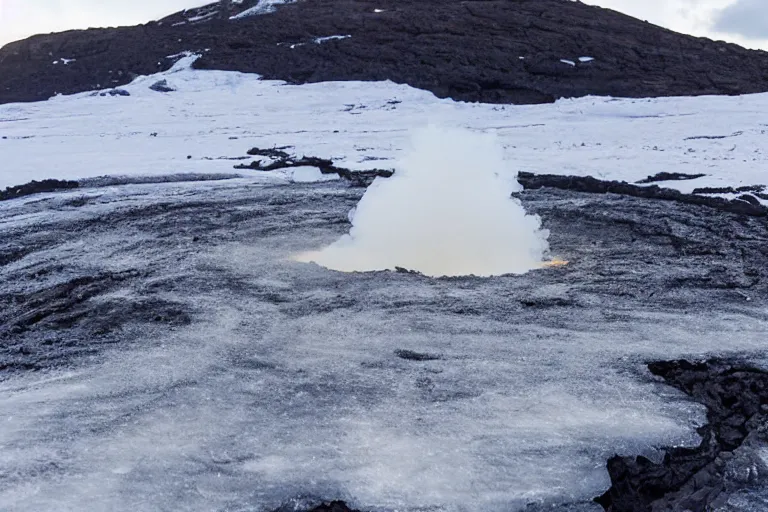 Image similar to lava being poured on ice