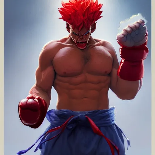 Prompt: david koechner as akuma street fighter, 4 k, ultra realistic, detailed focused art by artgerm and greg rutkowski and alphonse mucha