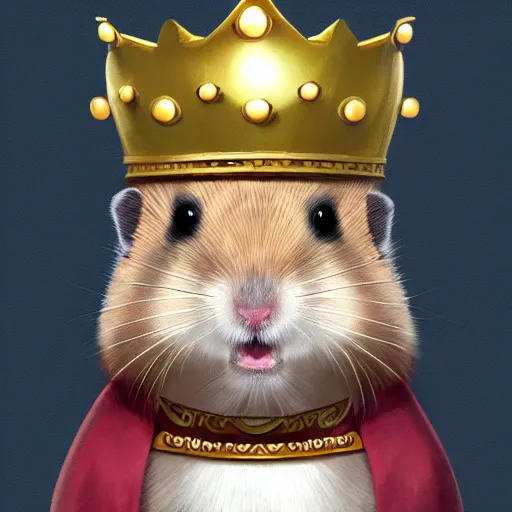 Image similar to Digital painting of a king hamster with a crown and a coat, highly-detailed, artstation cgsociety masterpiece