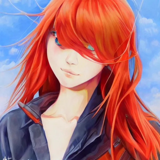 Image similar to a beautiful painting of Asuka Langley Soryu,artstation,highly detailed