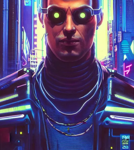 Image similar to a portrait of a cyberpunk person, Night City, cyberpunk 2077, very very coherent painting, 1979 OMNI Magazine Cover, street level neo-Tokyo in Cyberpunk 2077 style by Vincent Di Fate by mark arian by artgerm, 4k, 8k, HD, trending on artstation