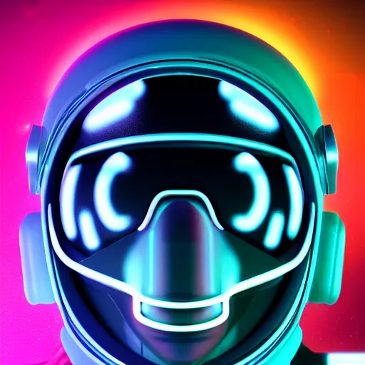 Image similar to synthwave astronaut face with neon eyes detailed face, sharp focus, synthwave art, aesthetic, octane render, raw, cinematic