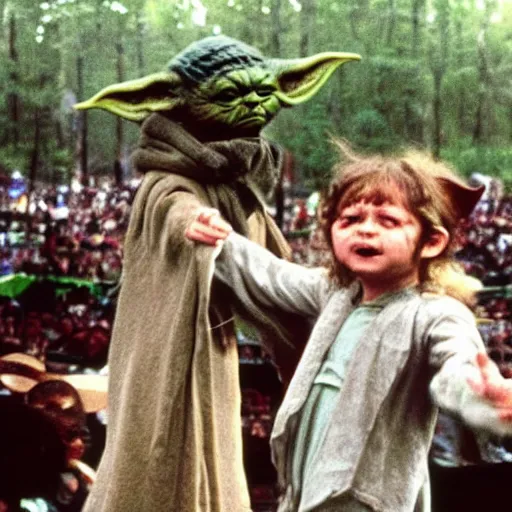 Image similar to yoda performing at woodstock