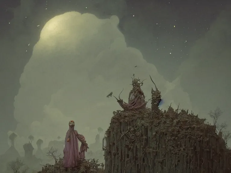 Image similar to a detailed profile illustration of skelleton, aurora lighting clouds and stars by beksinski carl spitzweg and tuomas korpi. baroque elements. baroque element. intricate artwork by moebius. Trending on artstation. 8k