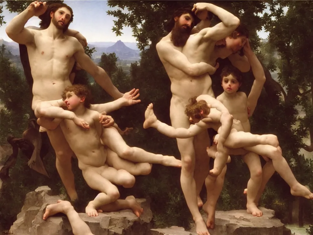 Prompt: the creation of Adam, the first man, bouguereau