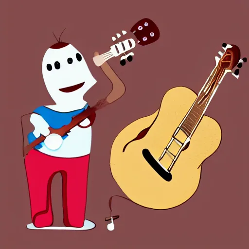 Image similar to an anthropomorphic pancake playing guitar