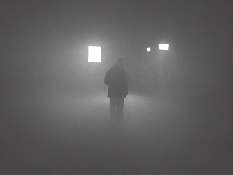 Image similar to kodak gold 2 0 0 film photograph of a vagrant at night volumetric fog