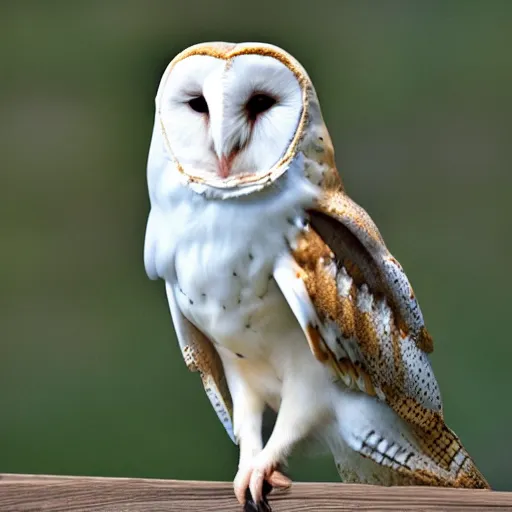 Prompt: barn owl, noctilux, barrel distortion,