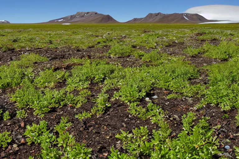 Prompt: plants growing in the Arctic