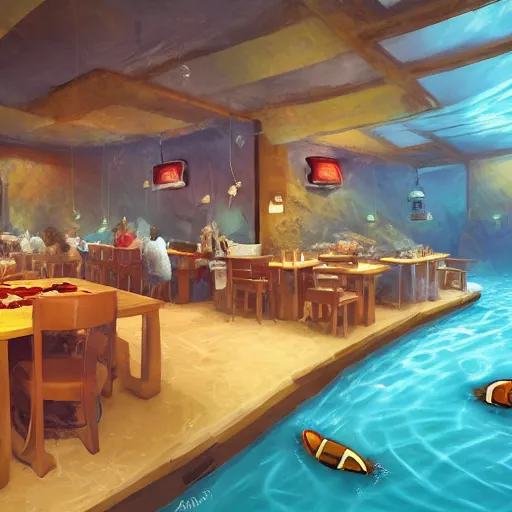 Image similar to cafe rio, underwater, trending on artstation, 4 k