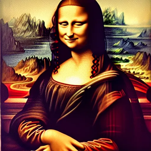 Image similar to a painting of the mona lisa by bob ross