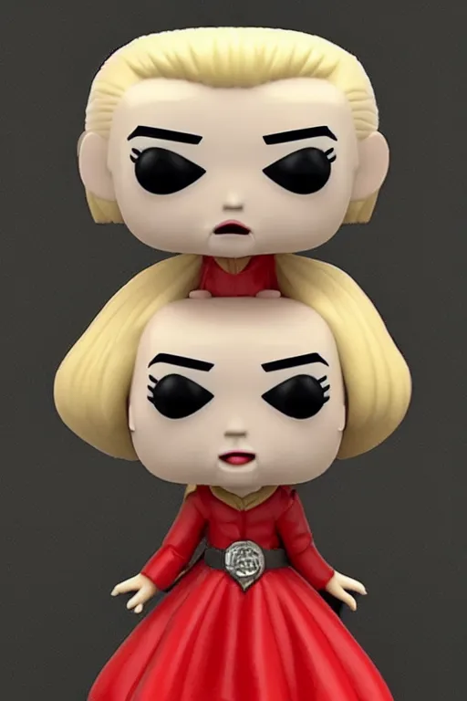 Image similar to nosferatu princess, blonde hair, wearing a red dress, highly detailed, funko pop