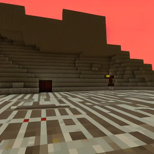 Ascendendo aos céus uma visão panorâmica realista de um mundo minecraft  teleporter stairs generative ai