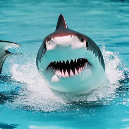 Image similar to a shark diving into a pool