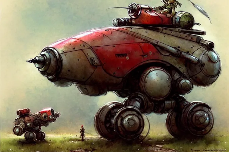 Image similar to adventurer ( ( ( ( ( 1 9 5 0 s retro future robot mouse battlemech mecha wagon house. muted colors. ) ) ) ) ) by jean baptiste monge!!!!!!!!!!!!!!!!!!!!!!!!! chrome red