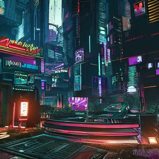 Image similar to cyberpunk 2 0 7 7 night city, drawn i'm the style of ghost in the shell,