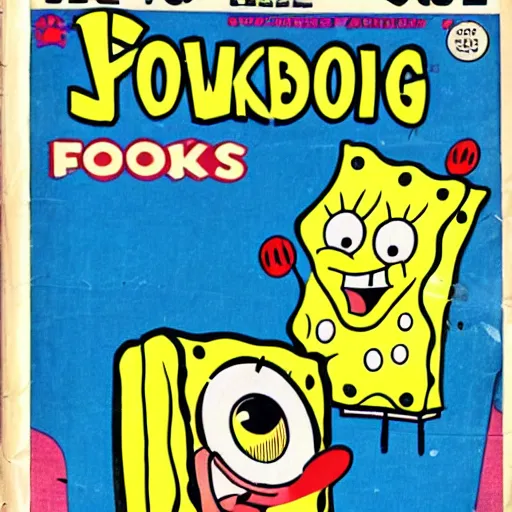 Image similar to 1 9 5 0's comic magazine cover of spongebob