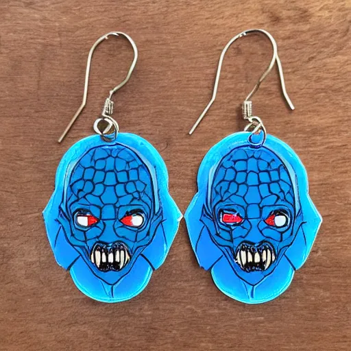 Image similar to demogorgon wearing blue earrings