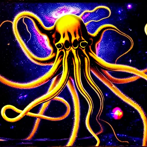 Prompt: a horrifying mass of amorphous tentacles in the abyss of deep space, photorealistic, detailed photography, divinity, awful, cosmic horror, religious art