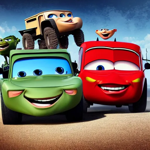 Image similar to HIMARS, Cars Pixar movie, cartoon, digital art