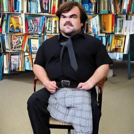 Prompt: jack black as a librarian