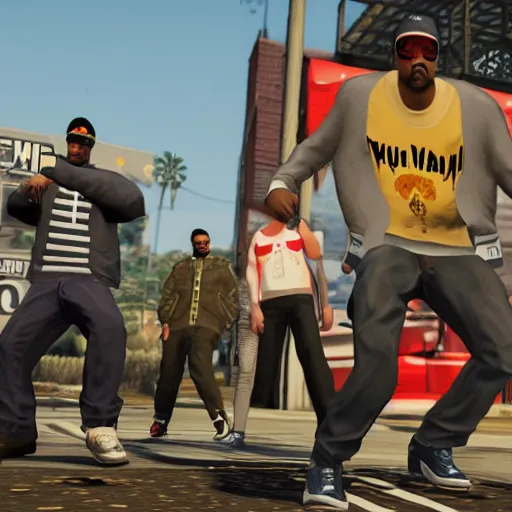 Prompt: Wu-tang clan in GTA 5 4k