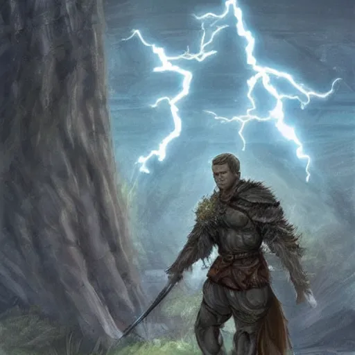 Prompt: dnd druid that looks like matt damon in last duel. concept art, dynamic lightning, fantasy