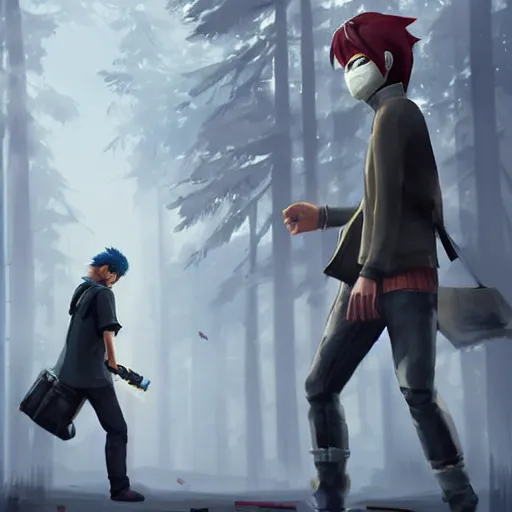Image similar to kakashi, style game square enix life is strange remake, trending on artstation, painted by greg rutkowski, render with game the last of us parte ii details
