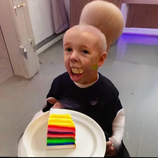 Prompt: obese joe biden eating rainbowcake