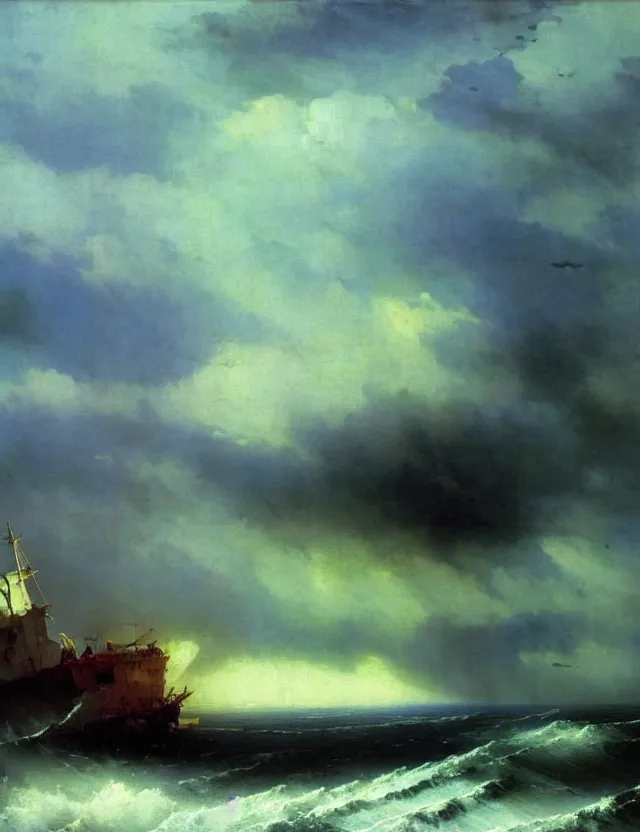 Image similar to post apocalypic city and sea dramatic art station aivazovsky