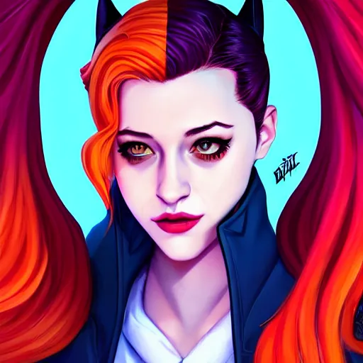 Image similar to a portrait of Lili Reinhart Batgirl comics, red hair, art by lois van baarle and loish and ross tran and rossdraws and sam yang and samdoesarts and artgerm, digital art, highly detailed, intricate, sharp focus, Trending on Artstation HQ, deviantart, unreal engine 5, 4K UHD image