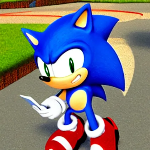 Prompt: sonic the hedgehog reading a book