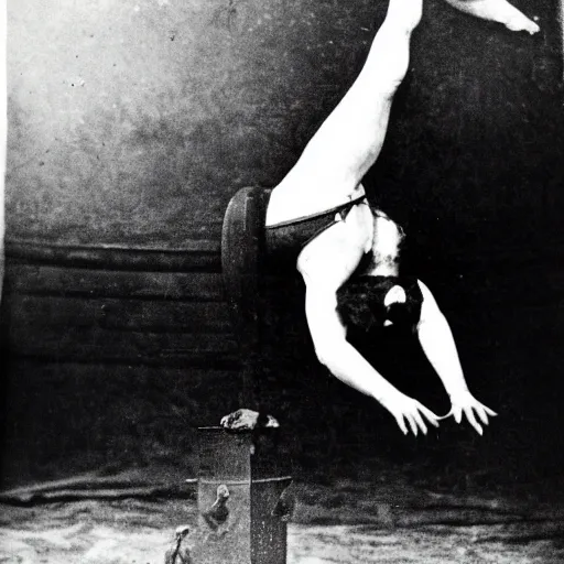 Prompt: circus performer daring amazing act circa 1800s