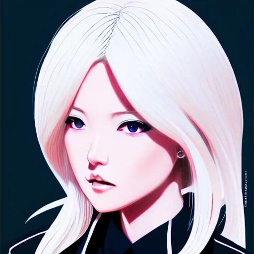 Image similar to Ann Takamaki, platinum blonde hair, anime, elegant, 2d, ultra highly detailed, digital painting, smooth, sharp focus, artstation, pixiv, art by Ina Wong, art by Ilya Kuvshinov