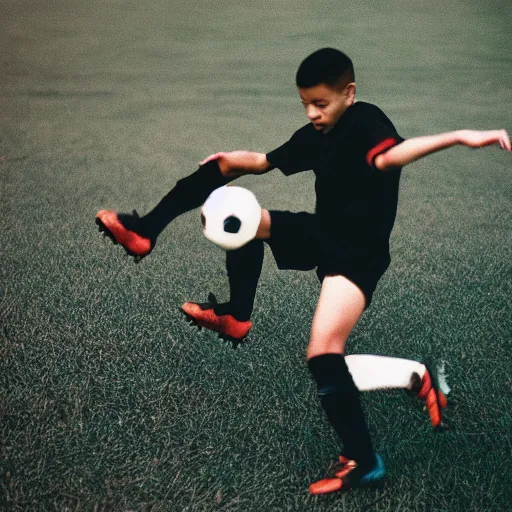 Prompt: photo of kratos playing soccer cinestill, 800t, 35mm, full-HD