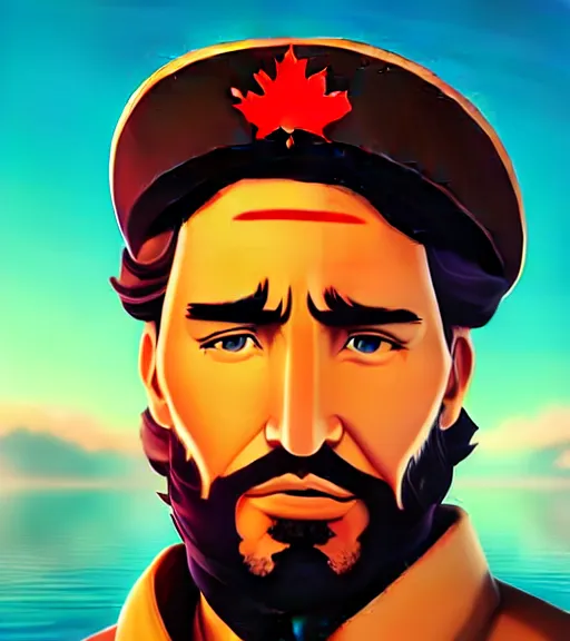 Image similar to face icon stylized justin trudeau as fidel castro, loftis, cory behance hd by jesper ejsing, by rhads, makoto shinkai and lois van baarle, ilya kuvshinov, rossdraws global illumination