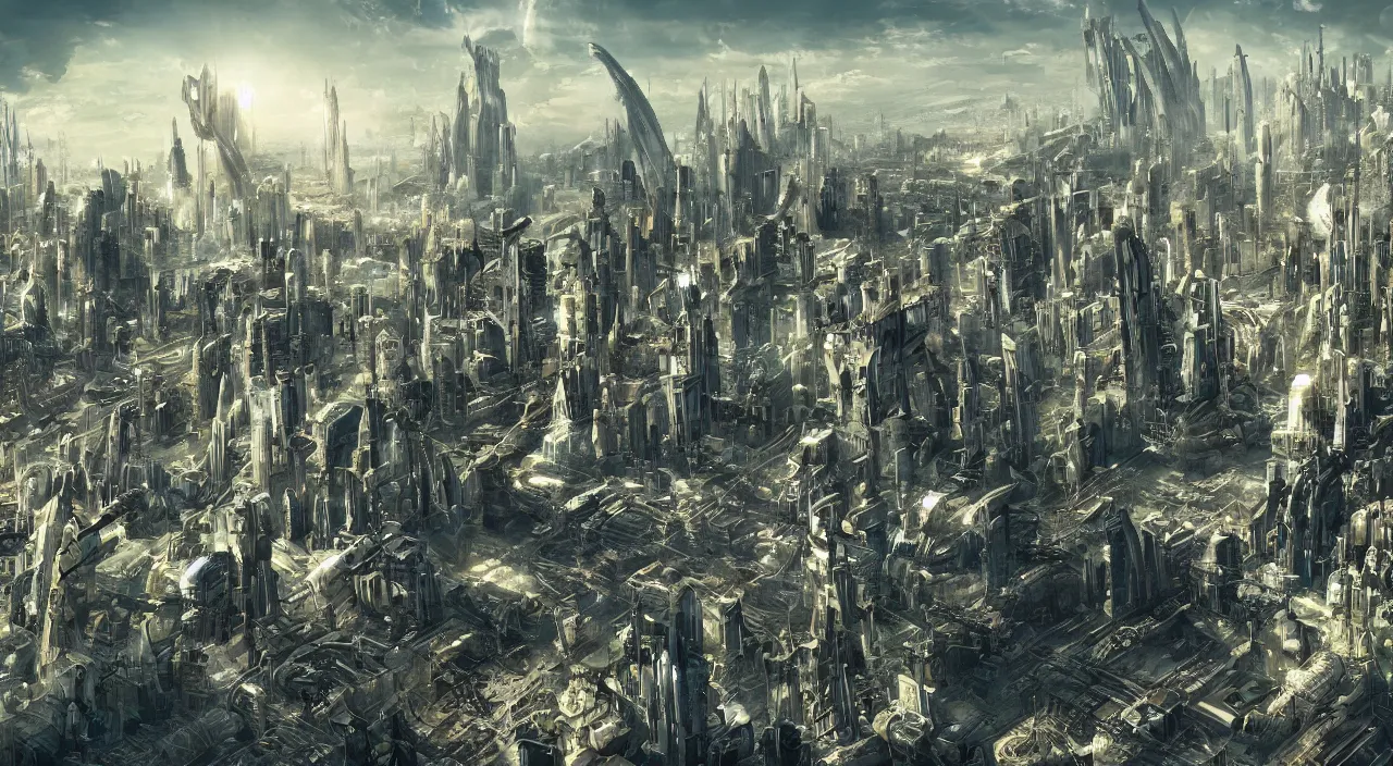 Image similar to alien sci-fi city landscape, art, high detail, high definition, 8k, cinematic,