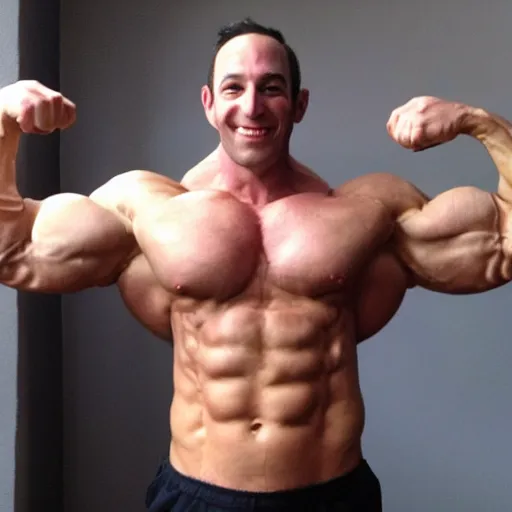 Image similar to A bodybuilding Jewish pale nerd