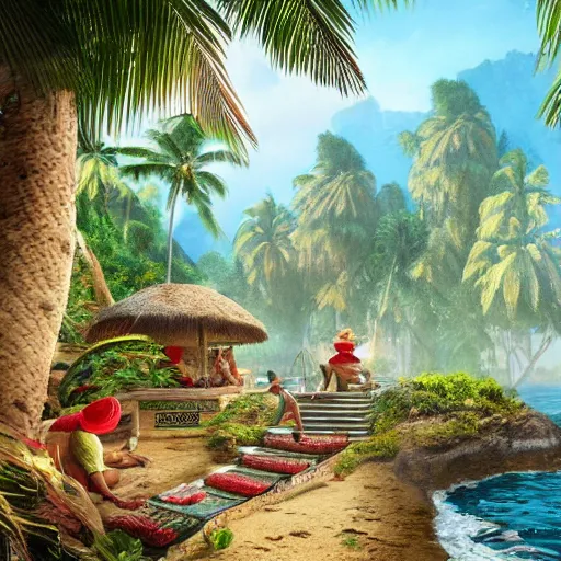 Prompt: UHD closeup of a Photorealistic Bollywood Gilligan\'s Island by Antonio Caparo and Ferdinand Knab and Greg Rutkowski, UHD, photorealistic, trending on artstation, trending on deviantart