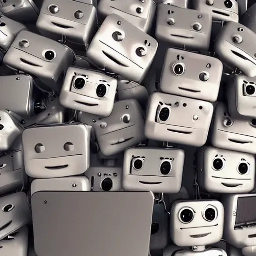 Image similar to “cute robots using social media photorealistic ”