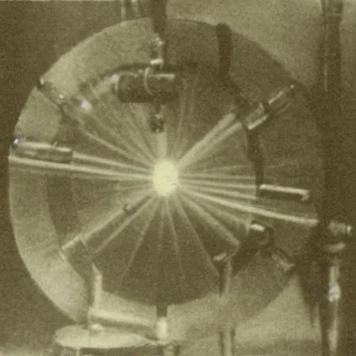 Image similar to grainy 1800s photo of a mechanical apparatus used to generate holograms