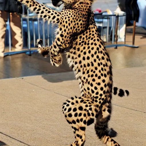 Image similar to a cheetah doing karate, pixar,