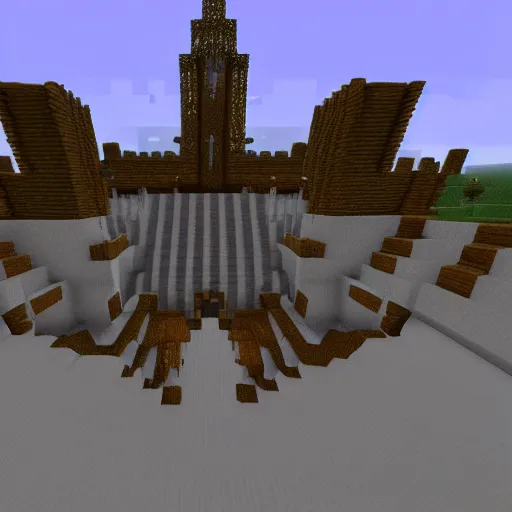 Prompt: church in the middle of space in minecraft