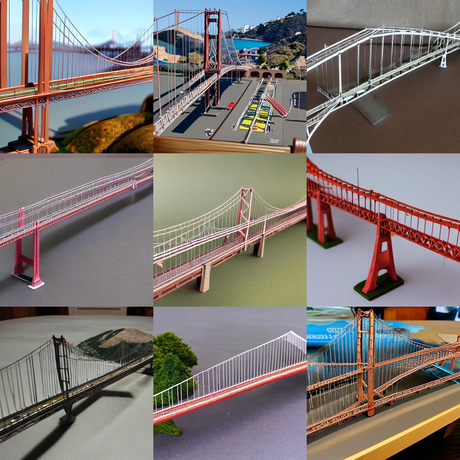 Prompt: miniature model of san francisco bridge