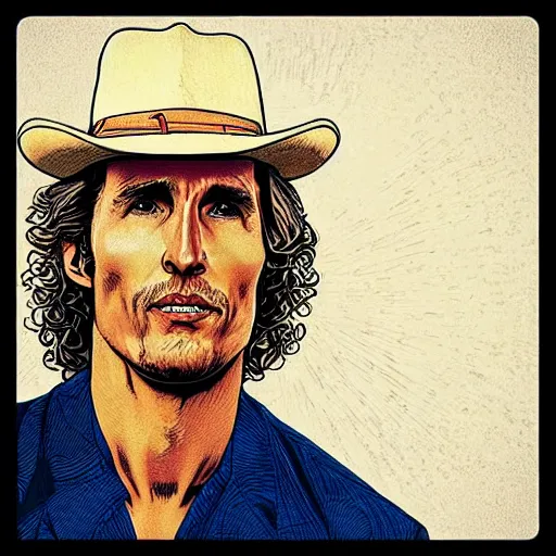 Image similar to “ matthew mcconaughey retro minimalist portrait by jean giraud, moebius starwatcher comic, 8 k ”