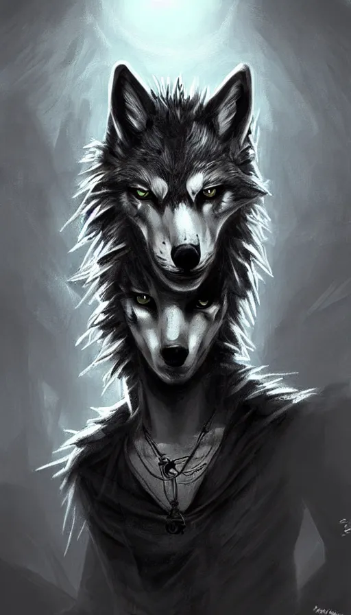 Image similar to punk wolf, fantasy, art station, dramatic, concept art, portrait, light