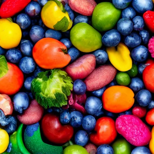 Image similar to 8 k photos of human eats rainbow, uhd details