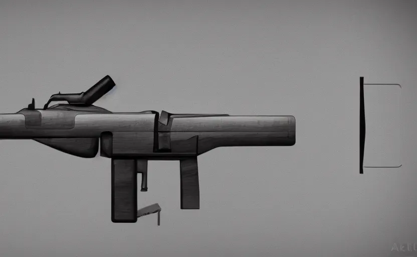 Prompt: minimalist submachine gun inspired by Tesla, studio lighting, photorealistic, highly detailed, trending on artstation, weapon concept art, weaponry concept designs, full color