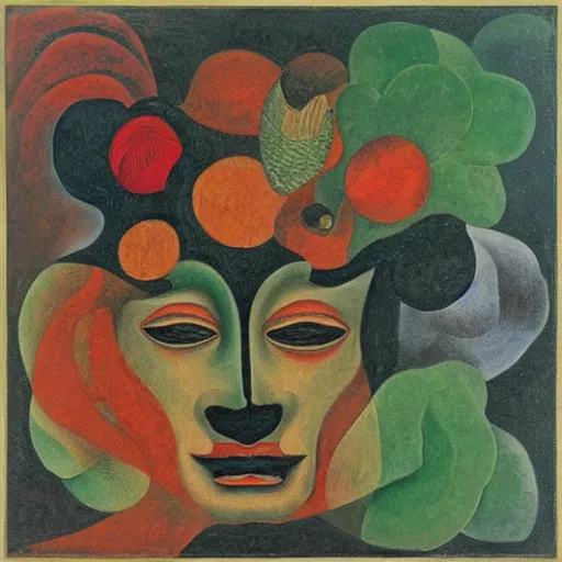 Image similar to floral face portrait by leonetto cappiello and wojciech siudmak and ernst fuchs, anni albers, oil on canvas